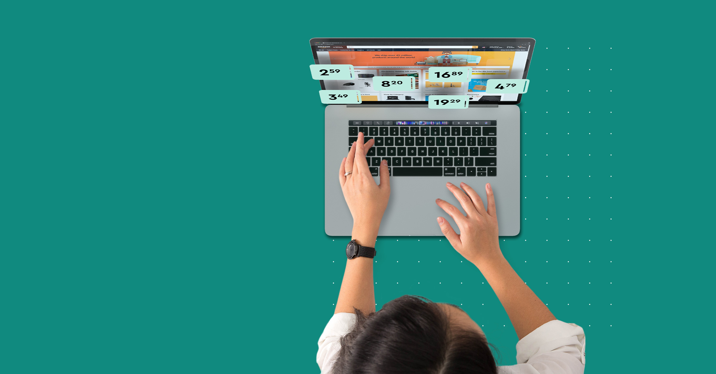 Official quantilope pricing-research product photograph showing a laptop