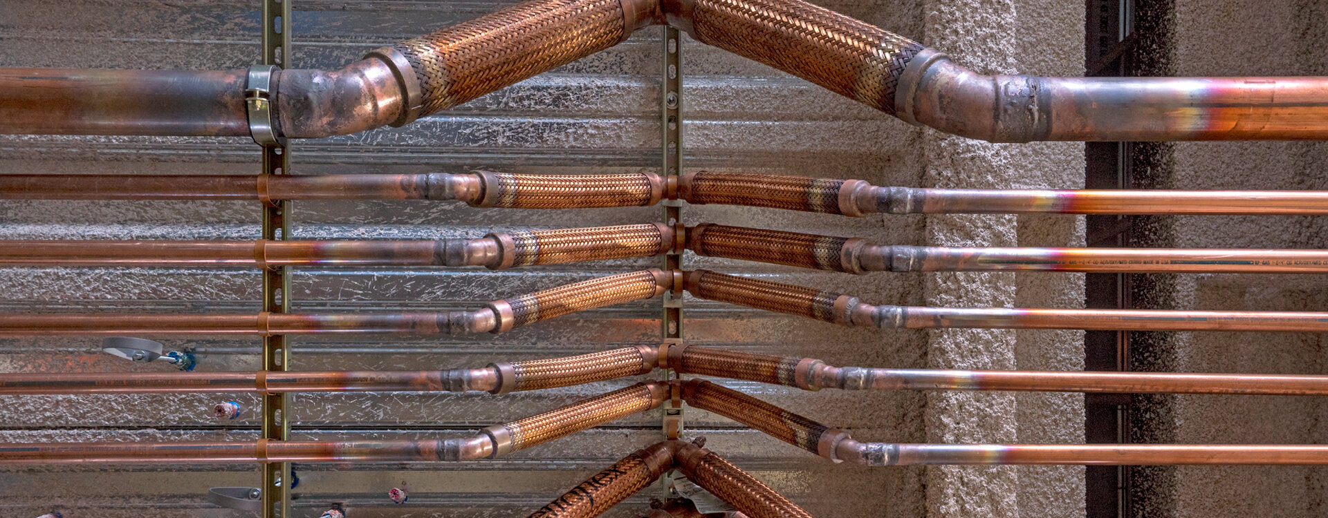 Copper piping installed during the McKenzie-Willamette Medical Center expansion