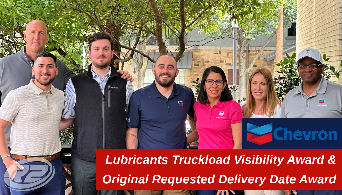 R2 Logistics and Chevron representatives pictured for their delivery and visibility awards