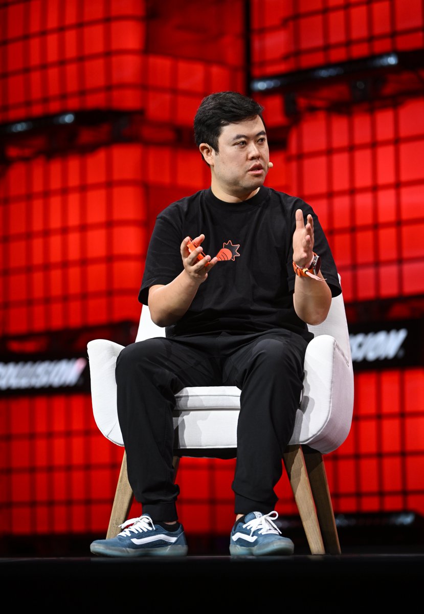 Jesse Lyu, founder and CEO of rabbit, on stage at Collision 2024 in Toronto