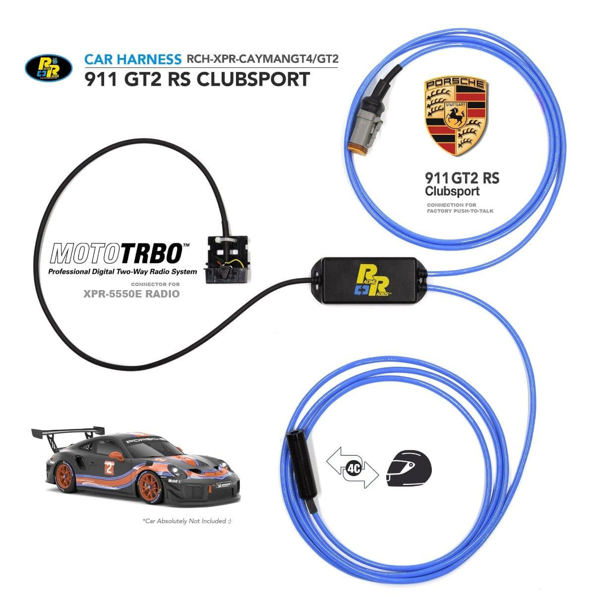 Porsche 911 GT2 RS Clubsport race car fitted for radio communication