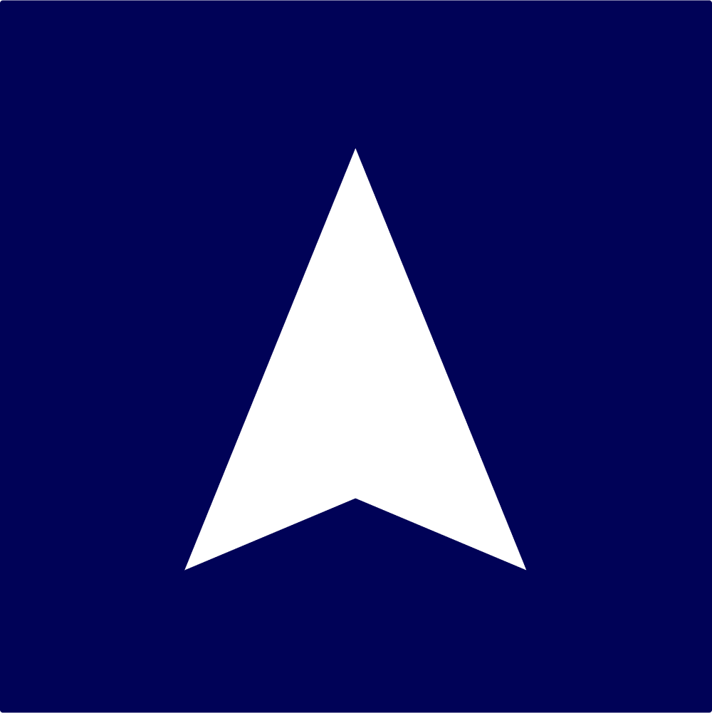 Radar logo - a white navigation arrow on a navy field
