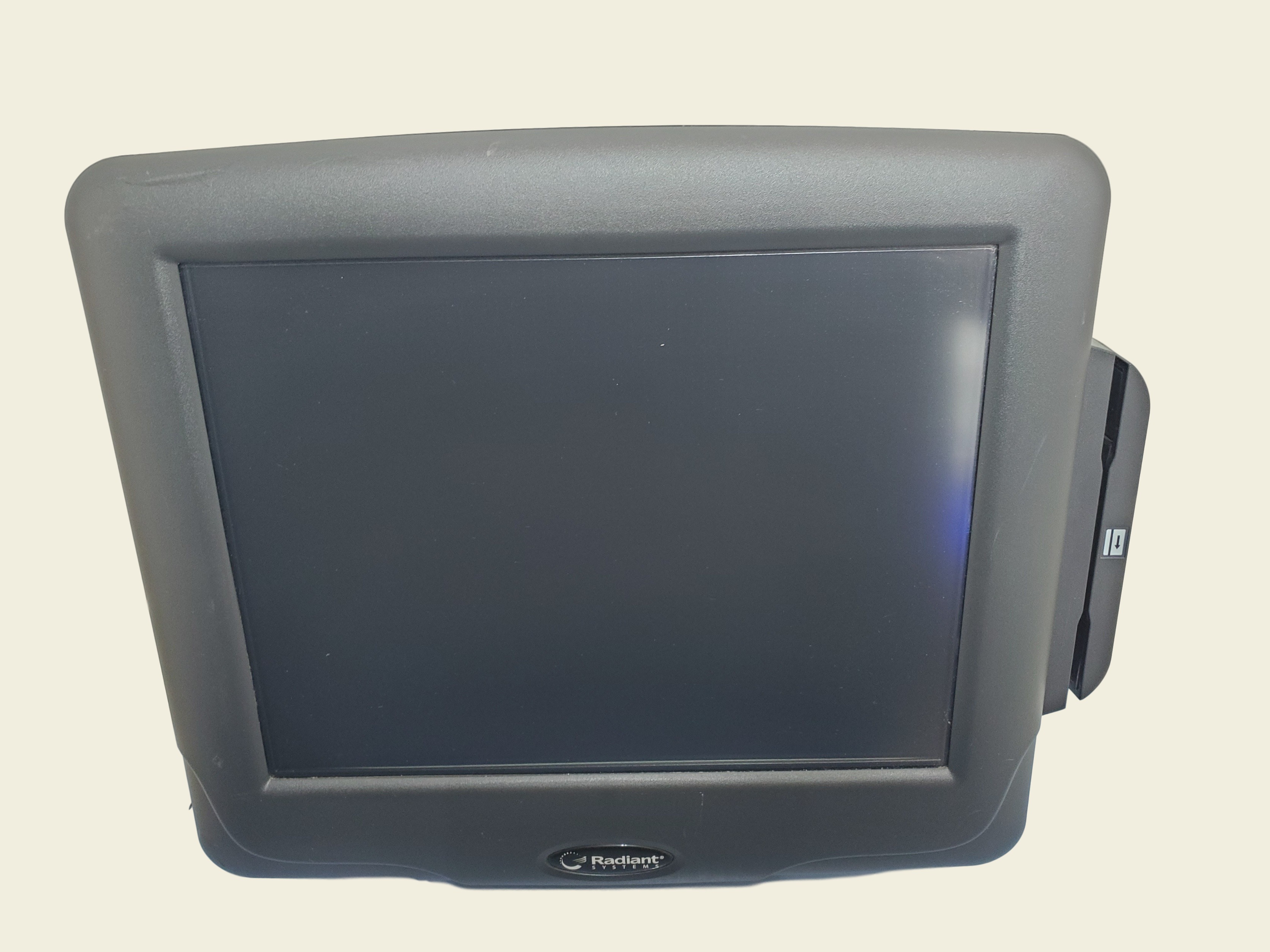 A used Radiant Systems P1515 touchscreen point-of-sale terminal on its stand
