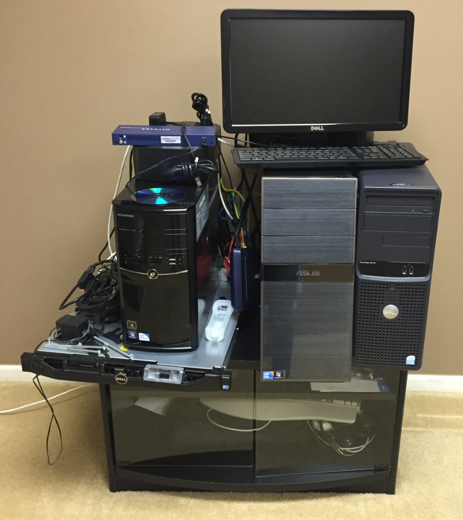 Sprinklr’s original Dell server from 2009, photographed on a stand