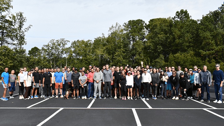Railinc employees gathered outdoors during the company's 2025 wellness activities