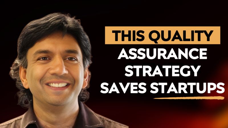 Rajeev Rai in artwork promoting his conversation about quality assurance for startups