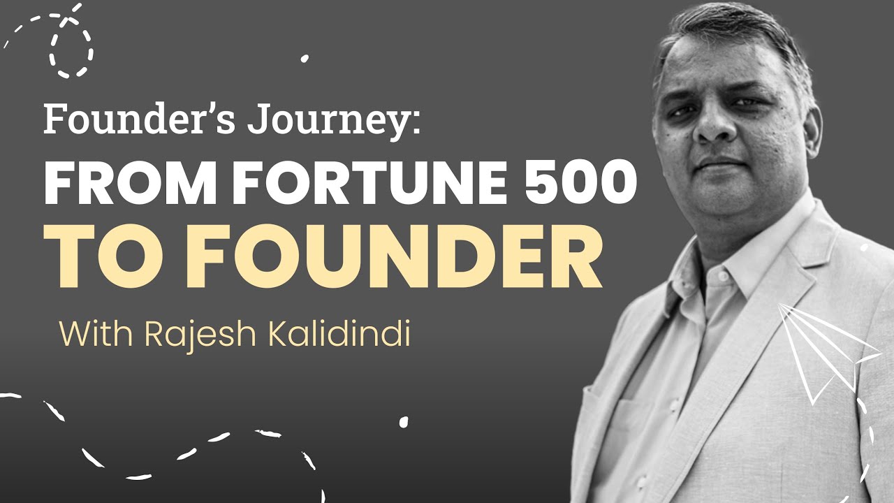 UpTech Report interview artwork showing Rajesh Kalidindi beside the title From Fortune 500 to Founder