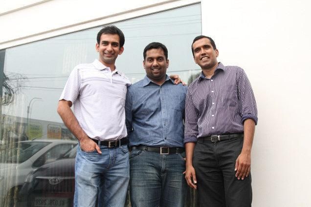 RapidValue co-founders Sirish Kosaraju, Rinish Nalini and Rajesh Padinjaremadam standing together, left to right
