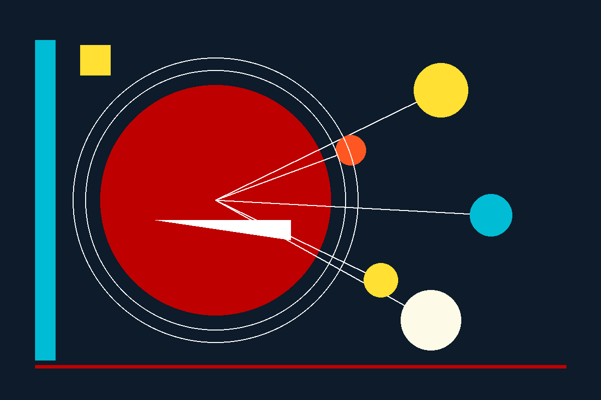 Swiss-style graphic of interconnected service nodes orbiting a central hub