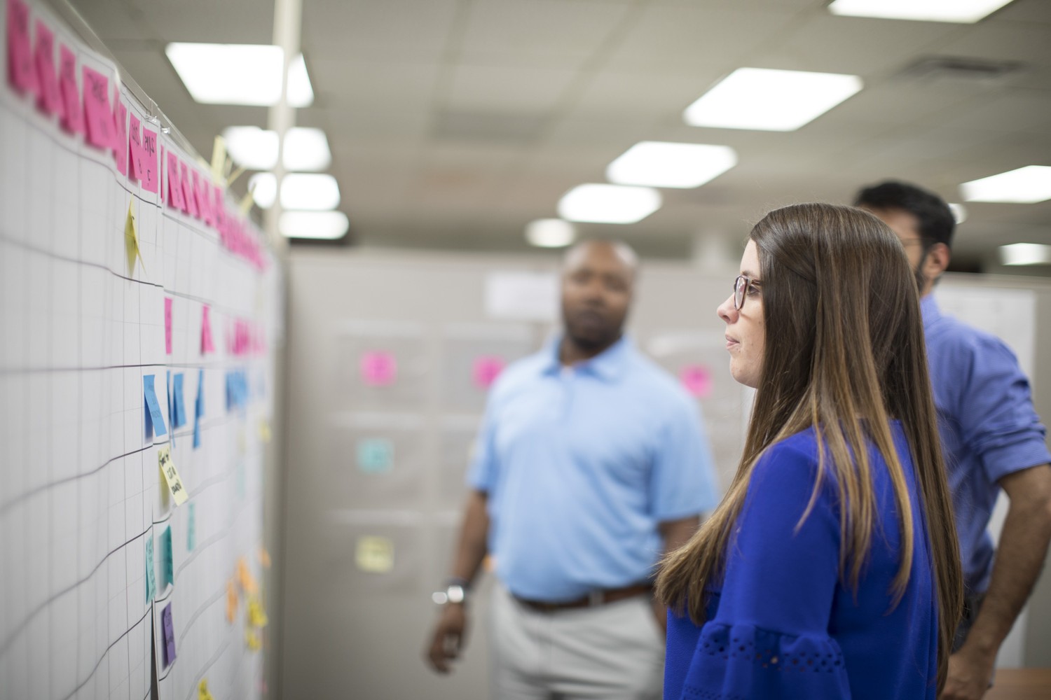 Sensing Technologies employees working together on value-stream mapping