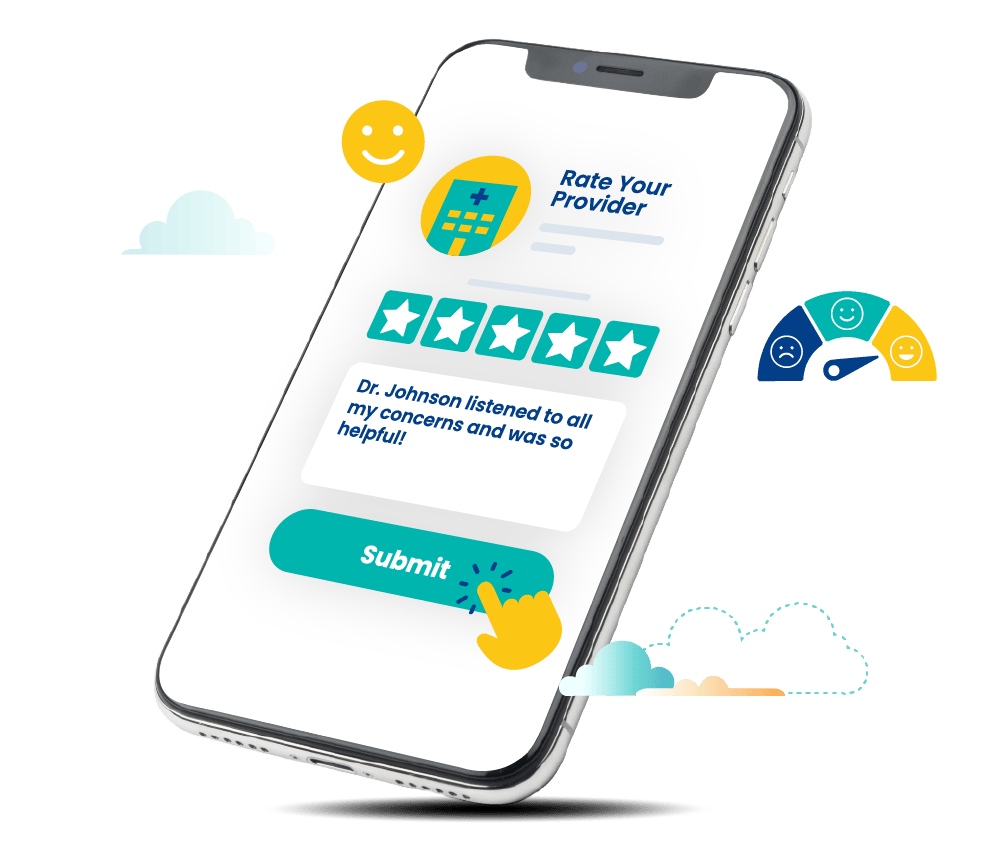 rater8 illustration of its patient satisfaction survey interface