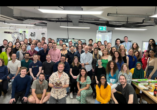 Ravelin Technology colleagues gathered for a team photograph in the London office