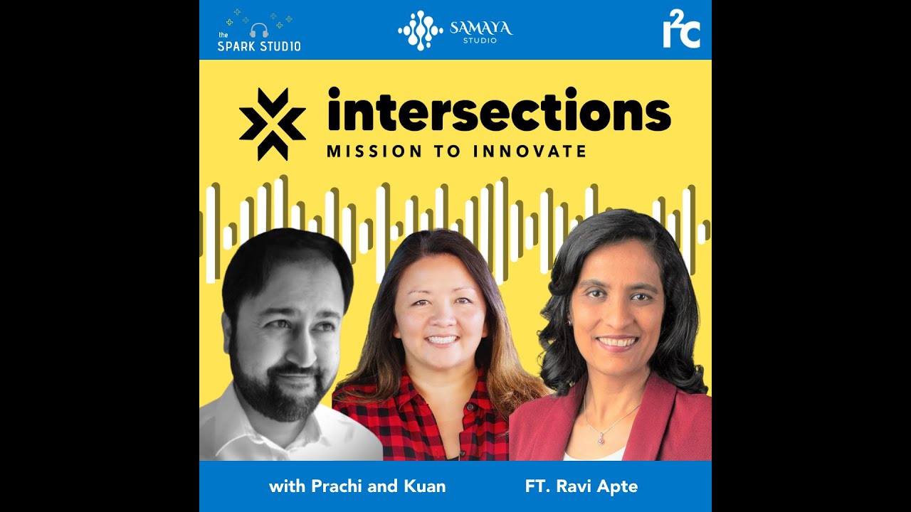 Official Intersections episode artwork featuring Ravi Apte with hosts Kuan Collins and Prachi Sukhatankar