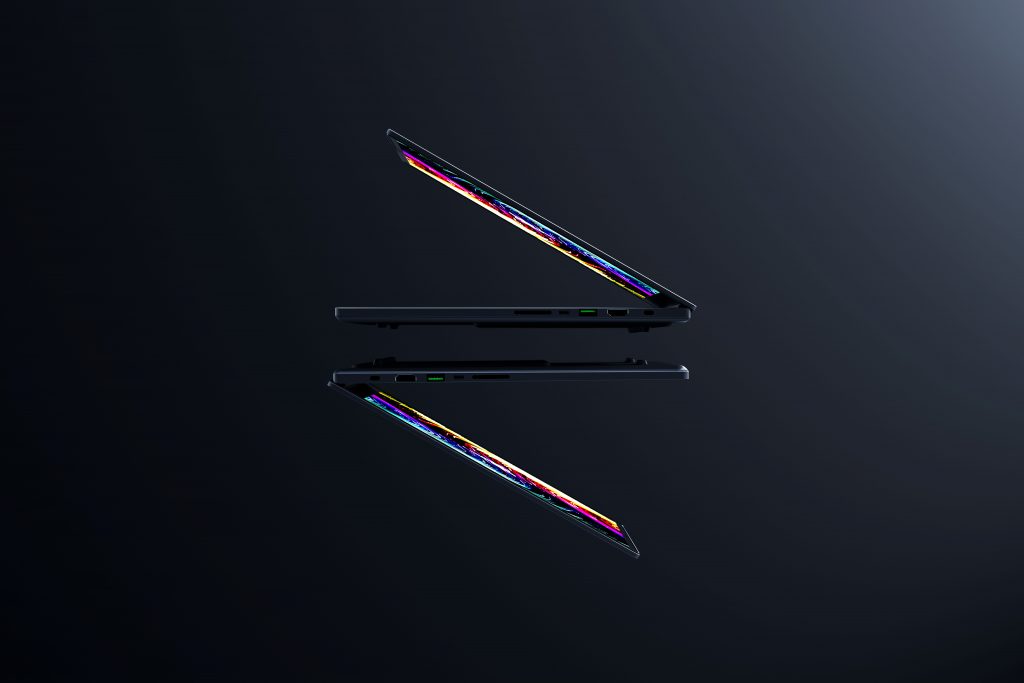 Profile view of the slim Razer Blade 16 laptop