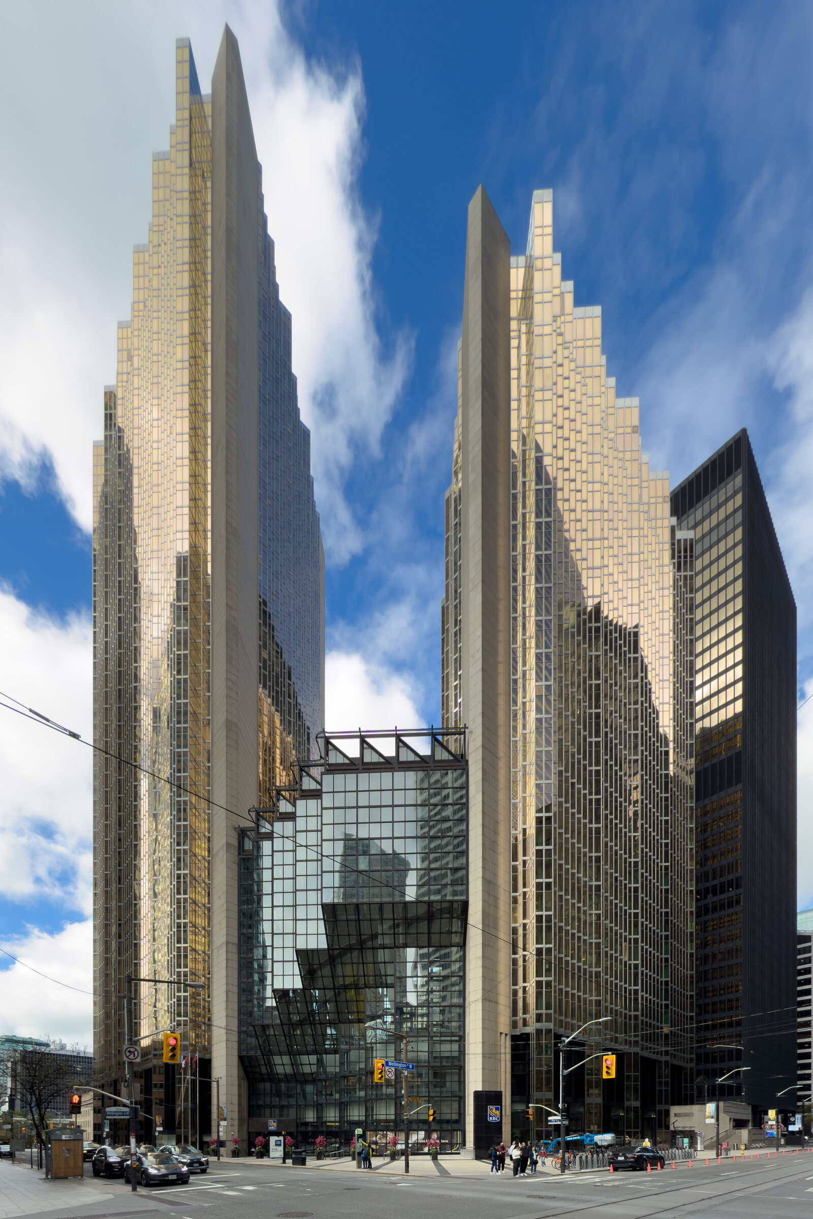 Royal Bank Plaza’s gold-glass towers rising over downtown Toronto