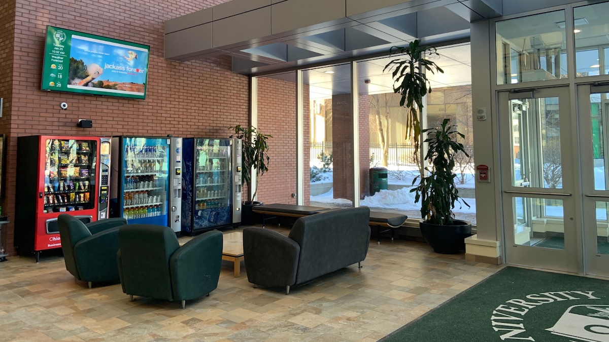 REACH digital signage on a college campus
