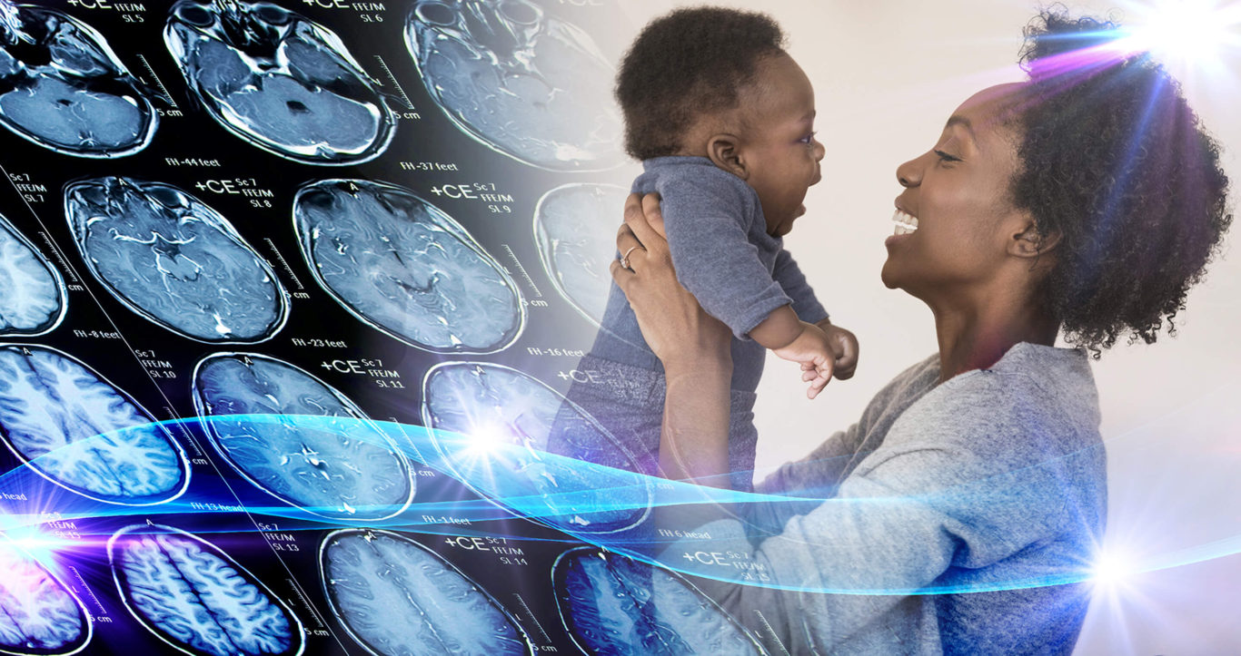 REALITYRx healthcare campaign image combining MRI scans with a mother holding a baby