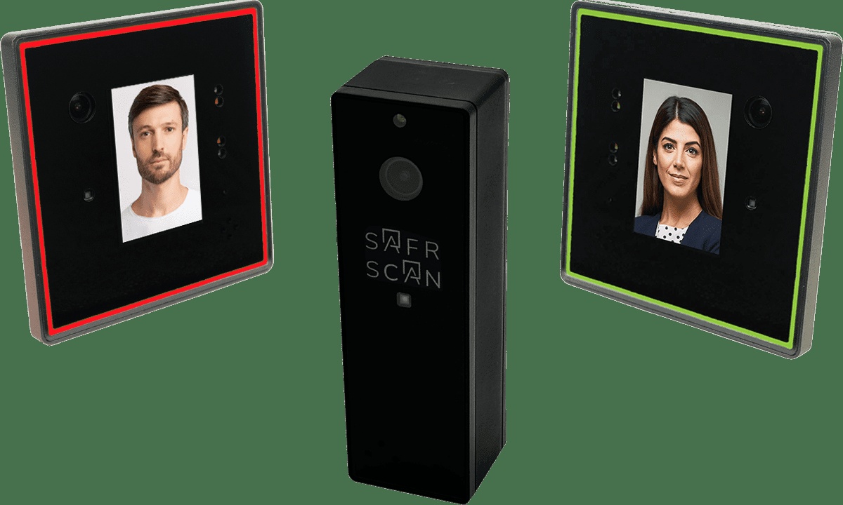 SAFR SCAN facial authentication devices shown in an official product image