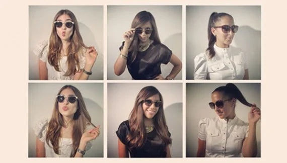 Six-frame Leisure Society montage of WEAR to CLICK founders Amy Nicole Bernstein, Alison Carreon and Rebecca Jonah; Jonah is in the right column
