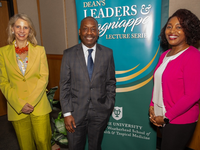 Rebekah Gee, left, with Thomas LaVeist and Adaeze Enekwechi at Tulane