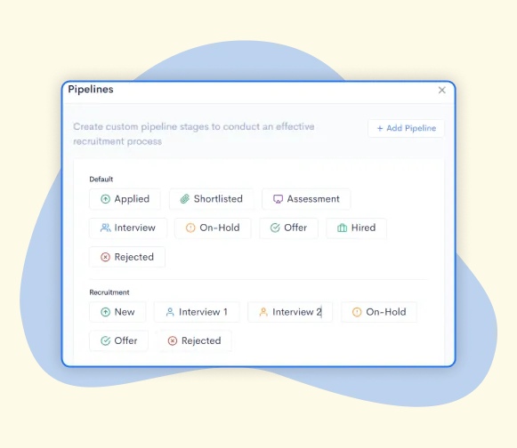 RecruitHire product illustration of configurable recruitment stages