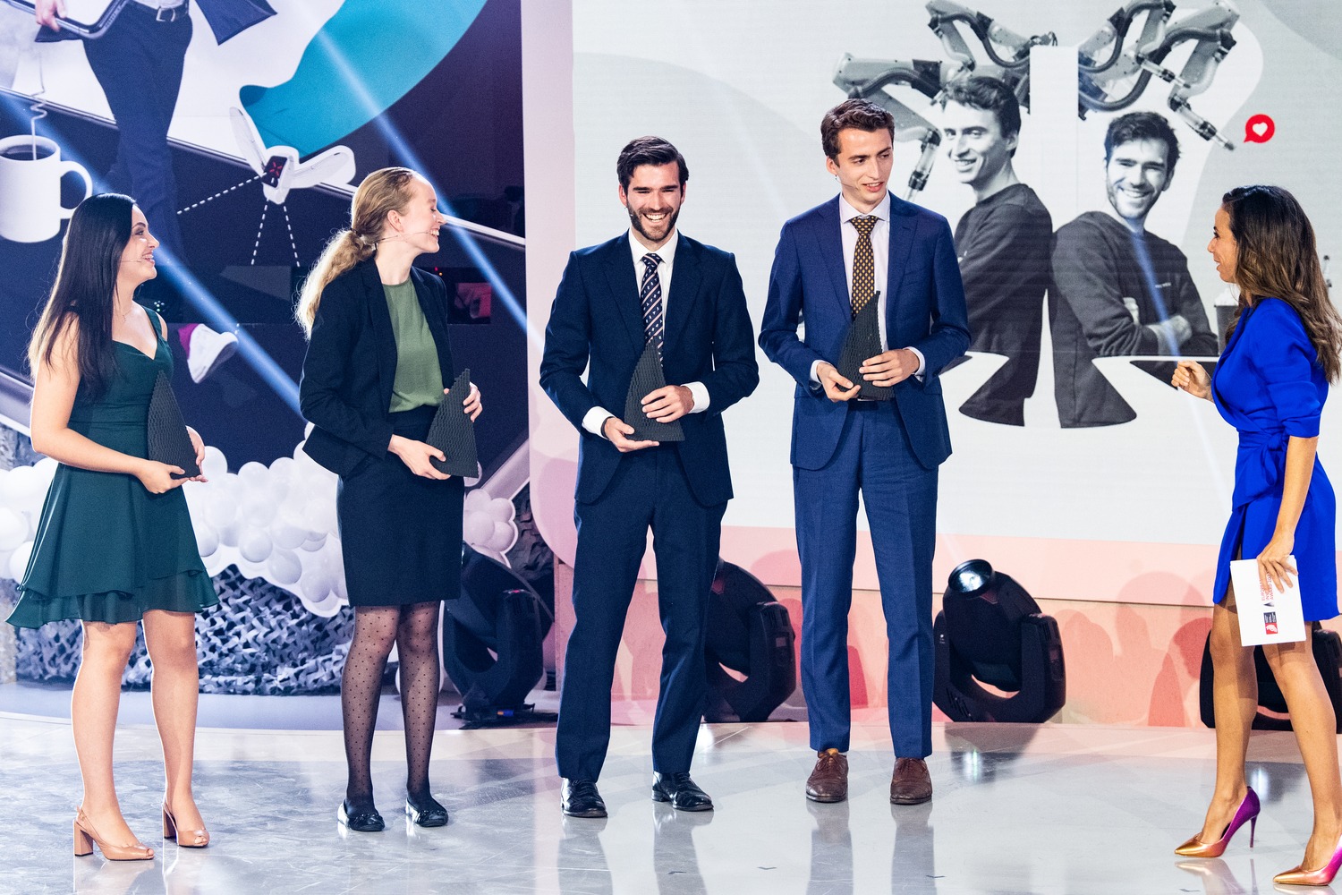 Recycleye co-founders Peter Hedley and Victor Dewulf at the 2022 Young Inventors prize ceremony