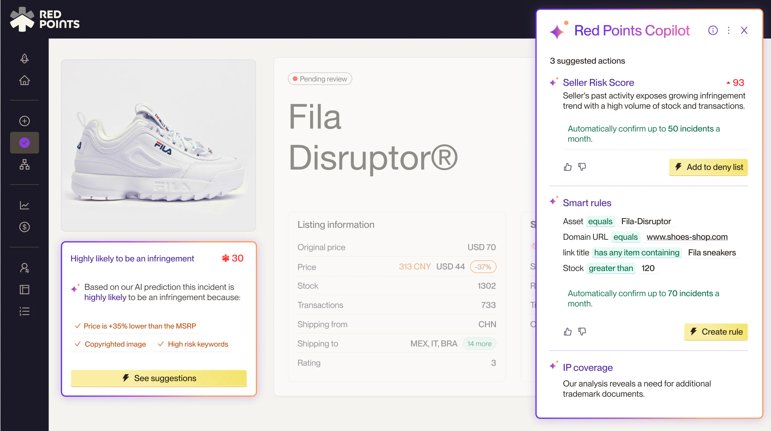 Red Points product illustration presenting its Copilot AI assistant