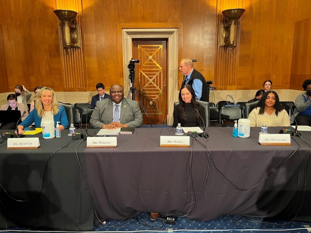 Mental health advocates seated at a Congressional hearing table