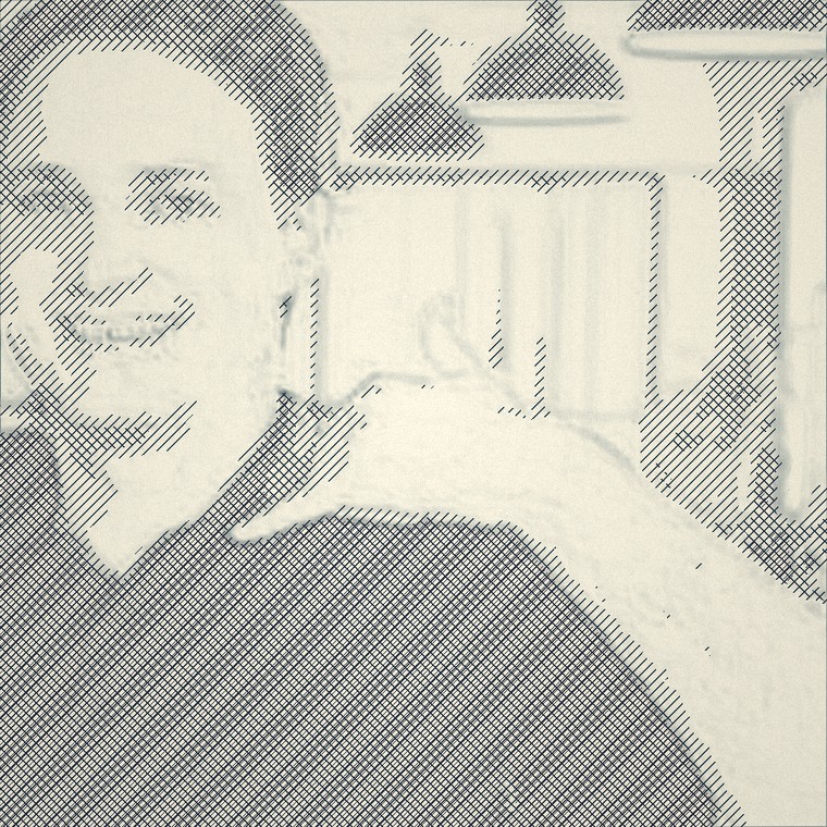 Retro pen illustration of Regal co-founder and CEO Alex Levin making a phone gesture