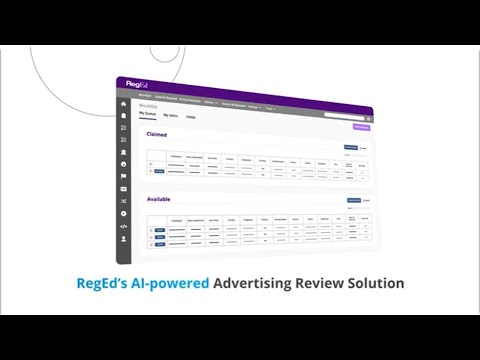 RegEd advertising review product interface shown in an official product video