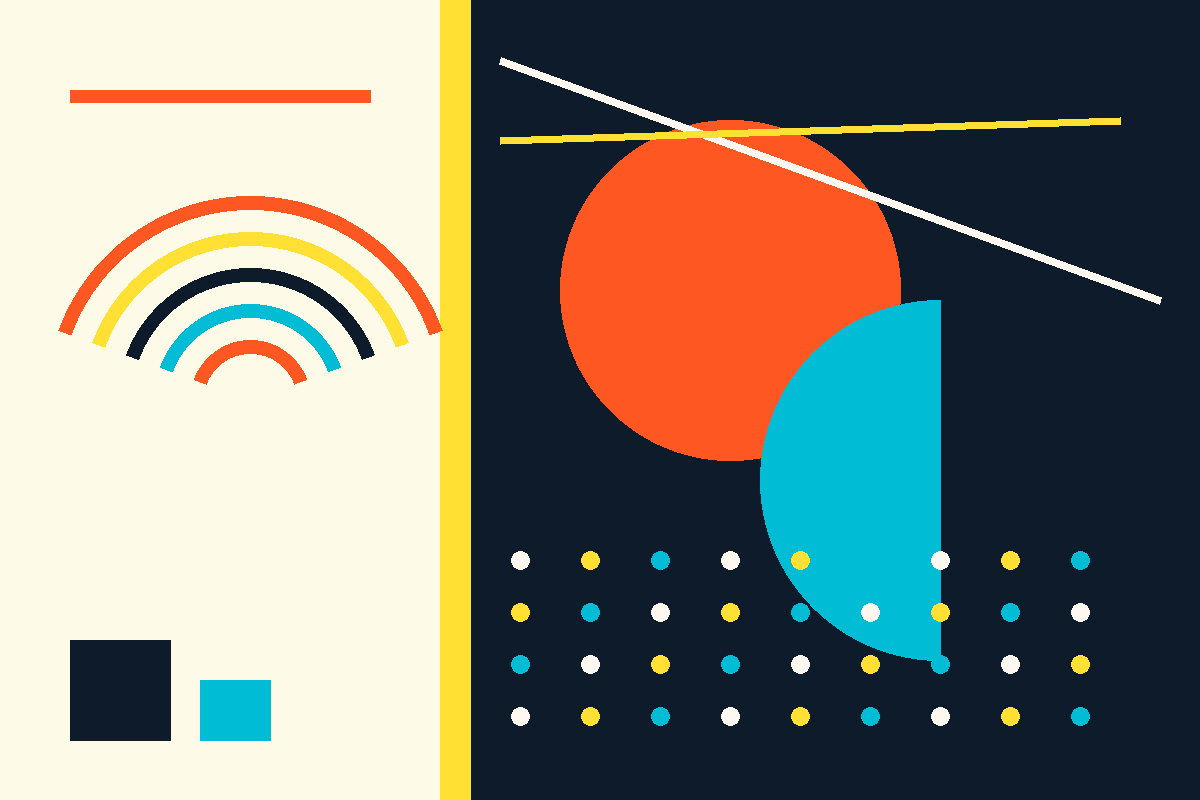 Swiss-style geometric graphic representing the Regis salon network