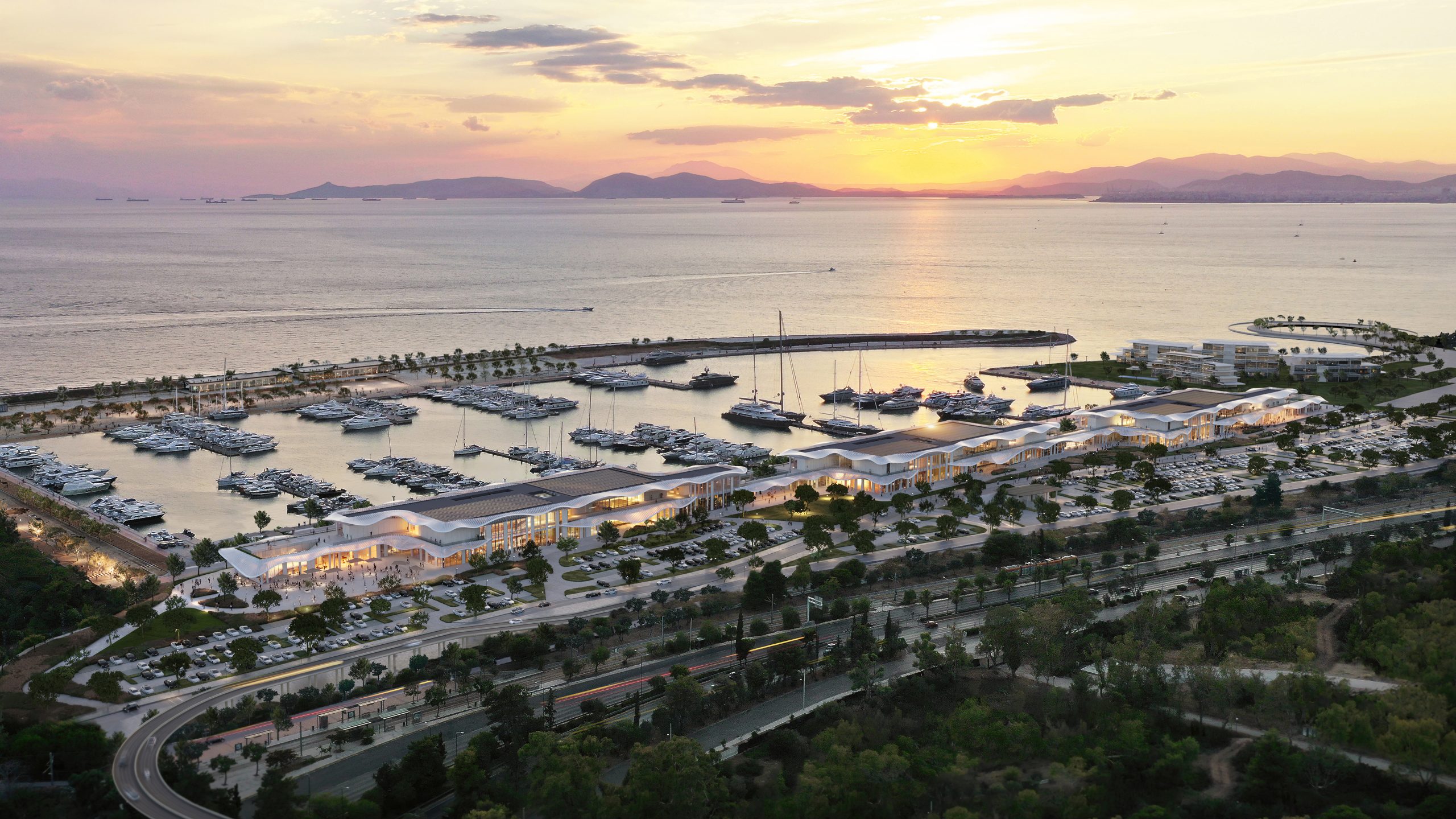 Rendering of The Ellinikon Riviera Galleria on the Athens coastline