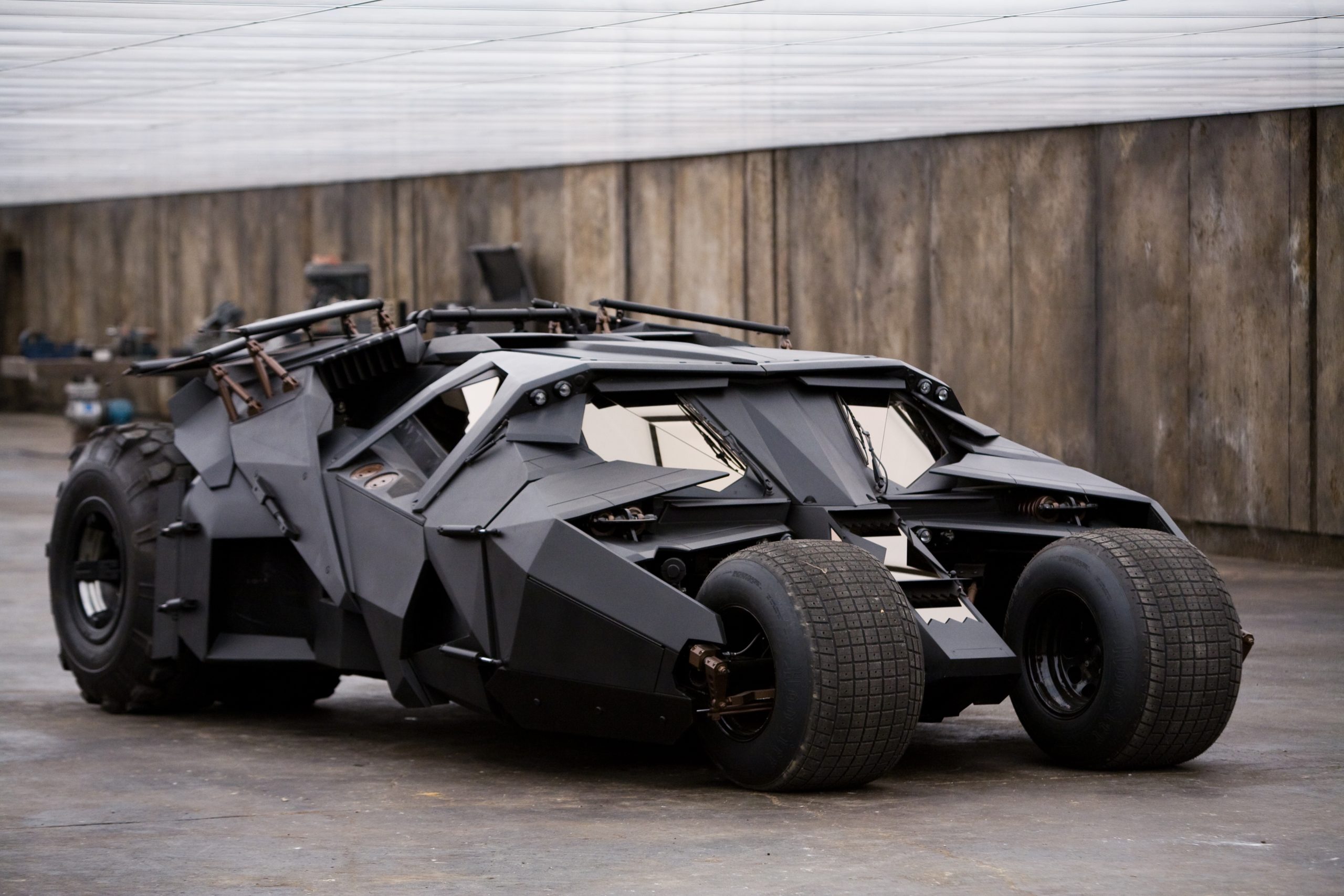 The Tumbler vehicle displayed at the Wayne Enterprises Experience