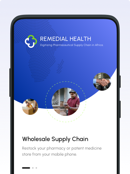 Official Remedial Health app illustration showing wholesale supply and financing screens