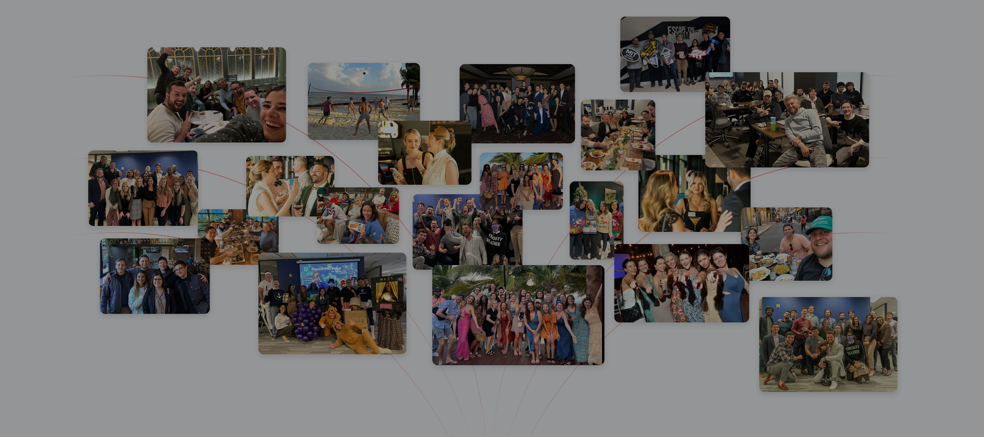 Collage of RepeatMD employees at company gatherings and activities