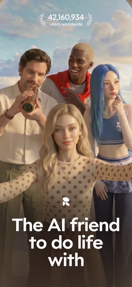 Replika promotional image showing several stylized companion avatars