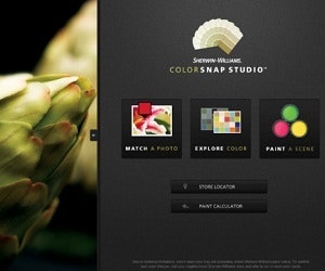 Archival ColorSnap Studio iPad interface with Match a Photo, Explore Color and Paint a Scene options
