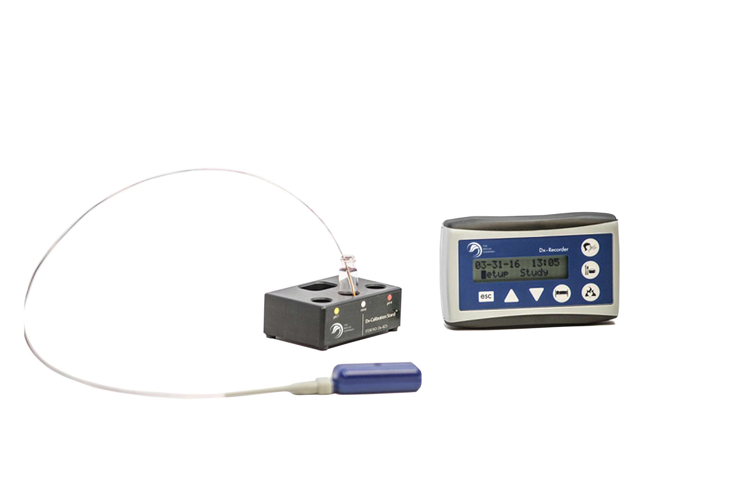 Dx-pH system with flexible probe, transmitter and portable recorder