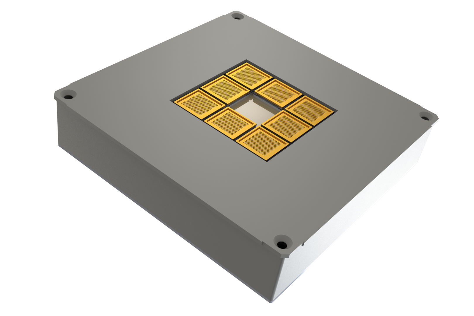 Historical rendering of Accion’s MAX-1 module with eight gold-colored emitter chips