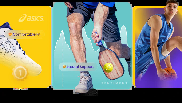 Stylized Revuze visual showing pricing, competitive benchmarking and sentiment tracking