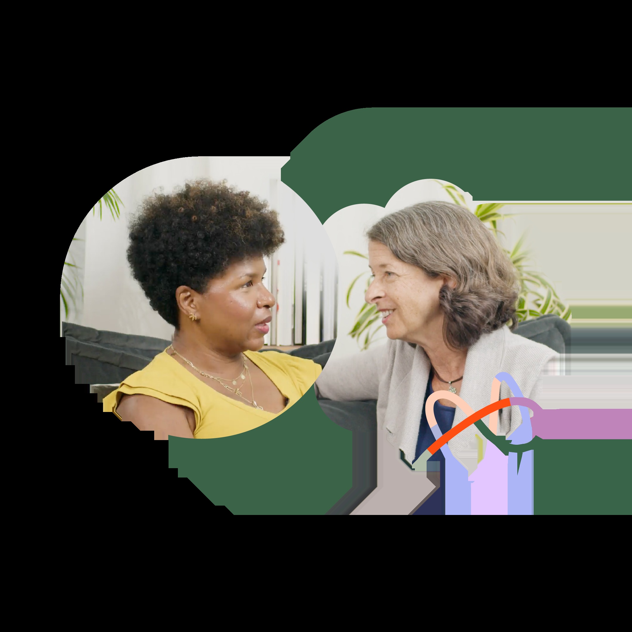 Erika Seth Davies, left, and Ruth Shaber in a Tara Health Foundation conversation