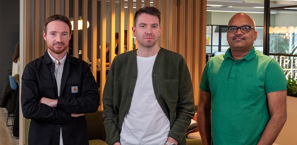 Peak co-founders David Leitch, Richard Potter and Atul Sharma together in an office