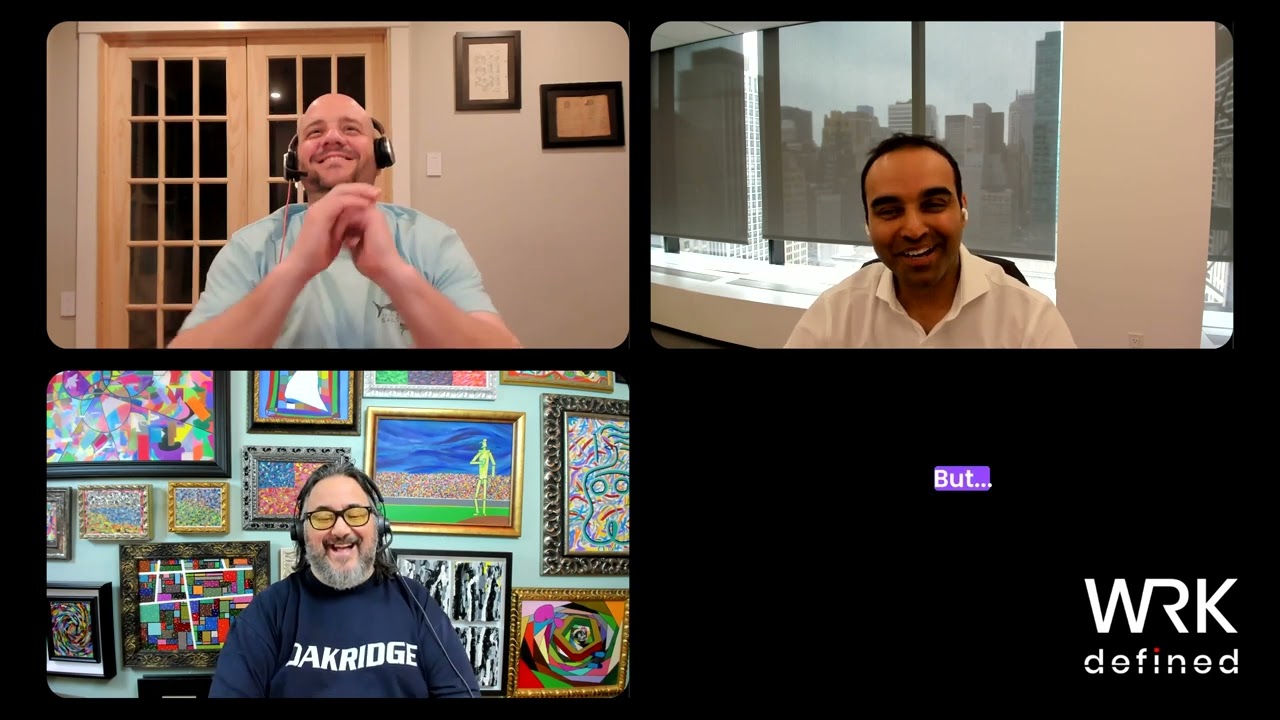 Rishi Kumar, upper right, speaking with the Inside the C-Suite podcast hosts