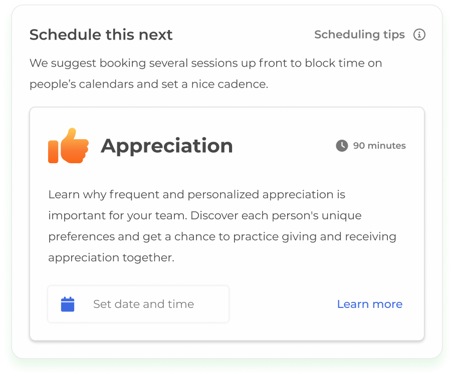 Rising Team Appreciation Kit product interface