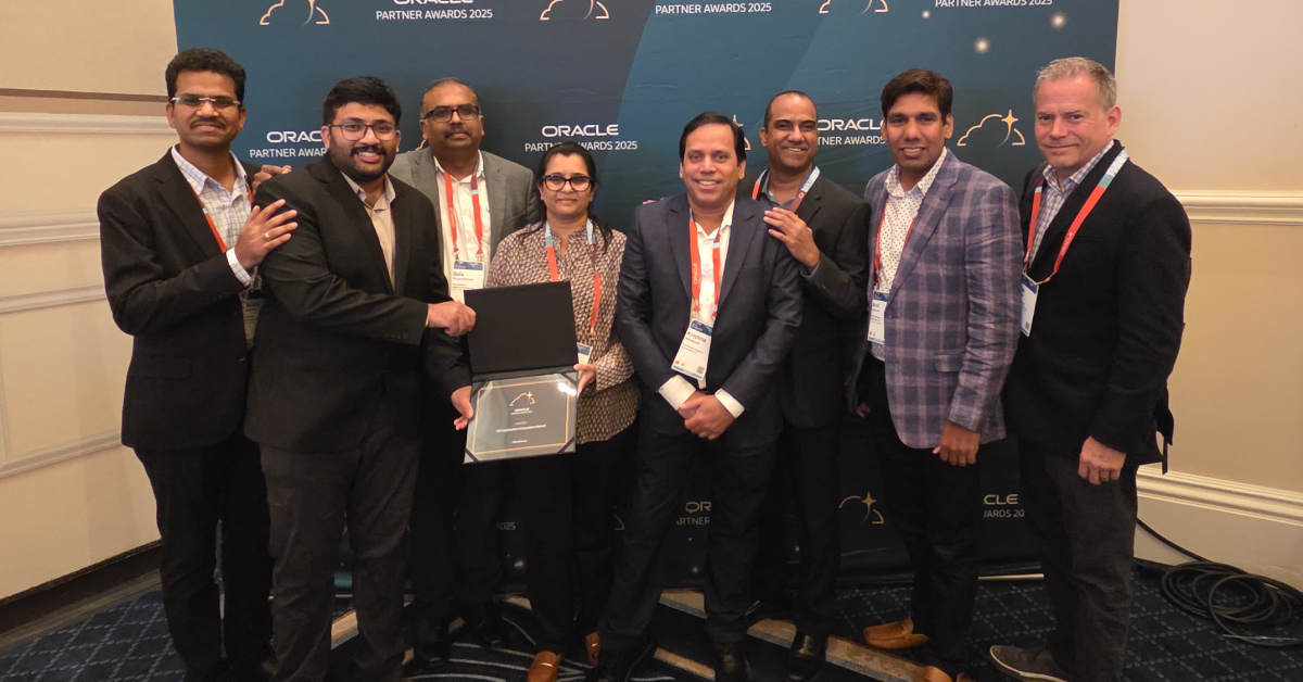 Rite team members holding an award at the Oracle Partner Awards 2025