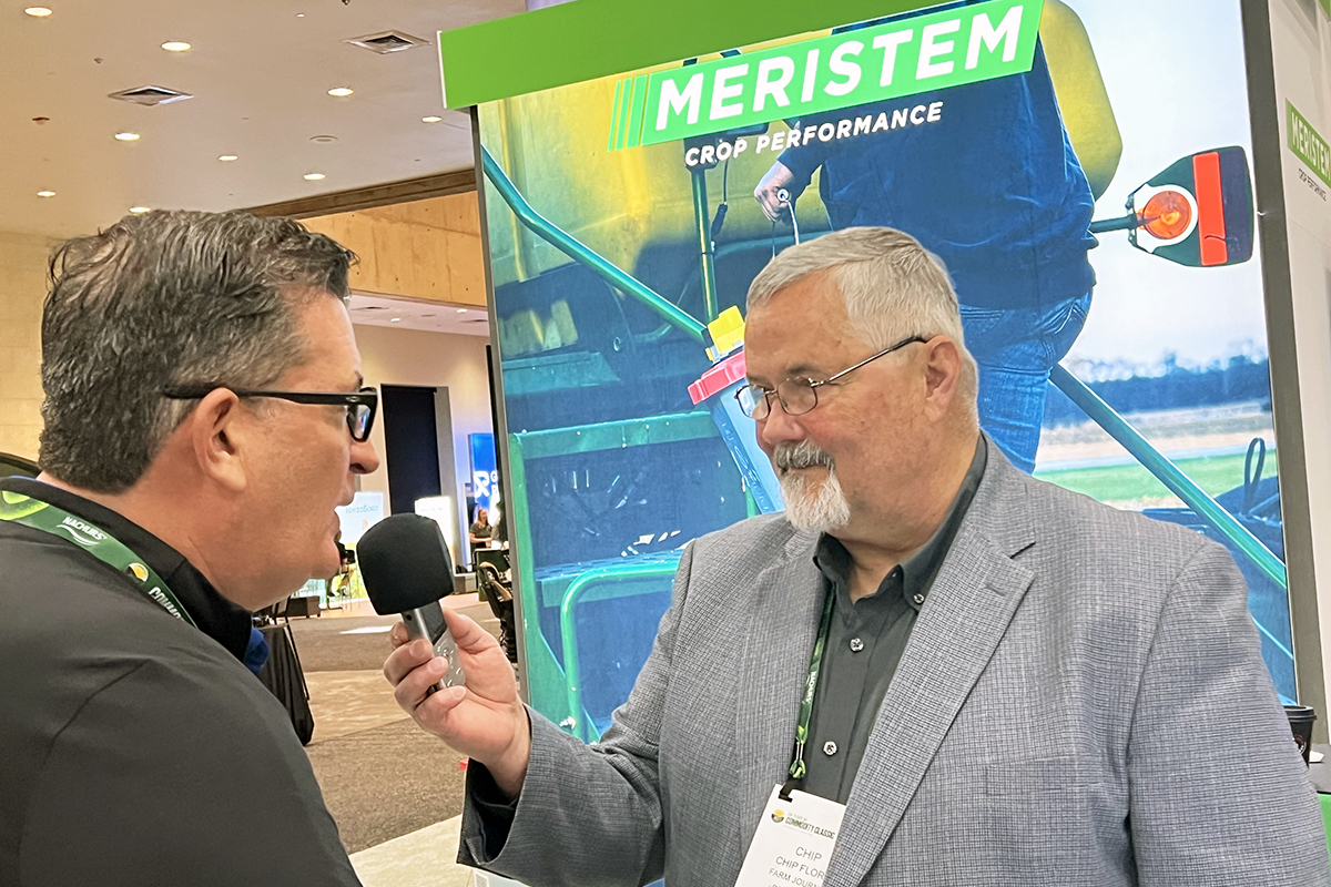 Rob McClelland, left, speaking with Chip Flory at the 2026 Commodity Classic