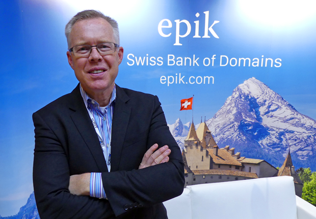 Rob Monster at Epik’s booth at NamesCon in Las Vegas in January 2017