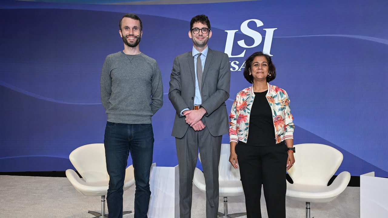 Robert Fenton, left, with fellow LSI USA 2025 panelists Jim Schwoebel and Rachna Dayal