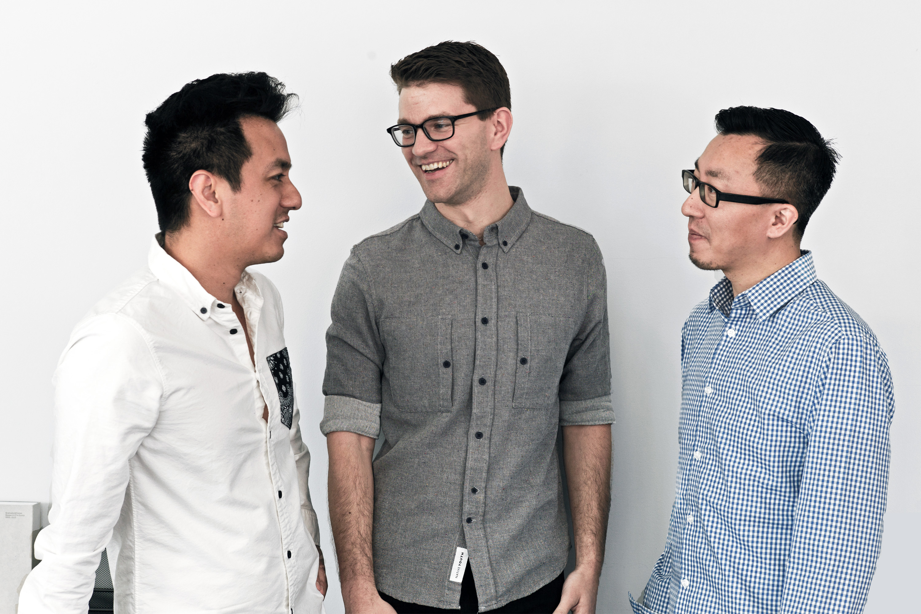 Monograph co-founders Moe Amaya, Alex Dixon and Robert Yuen standing together