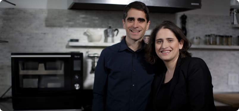 Suvie co-founders Robin Liss and Kevin Incorvia with the countertop cooking system